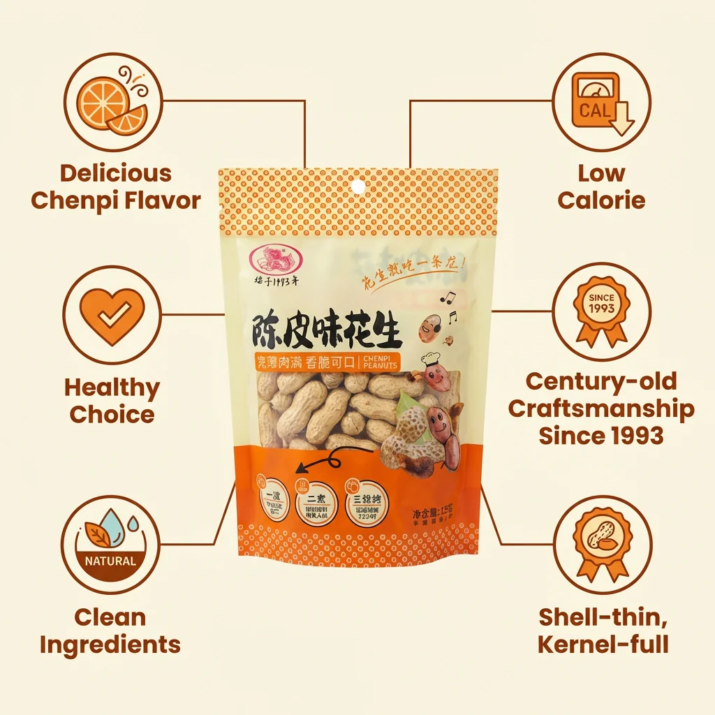 Tangerine Peel Flavored Peanuts | Roasted & Salted | Chenpi Taste selling point